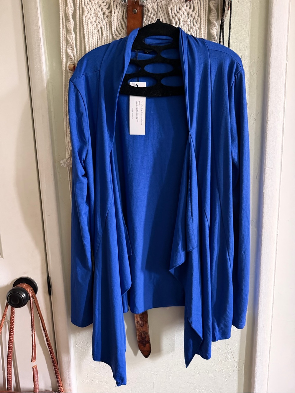 Women's Open-Front Draped Cardigan in Royal Blue
